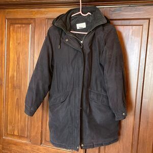 Worthington Coat Women Down Parka Faux Suede Faux Fur Hooded Long Zip Size M